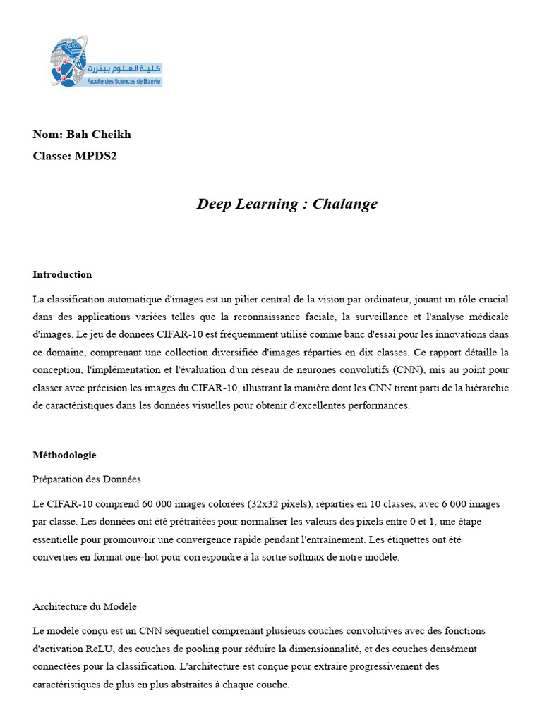 Classification d'images avec CNN sur CIFAR-10 | PDF | Informatique