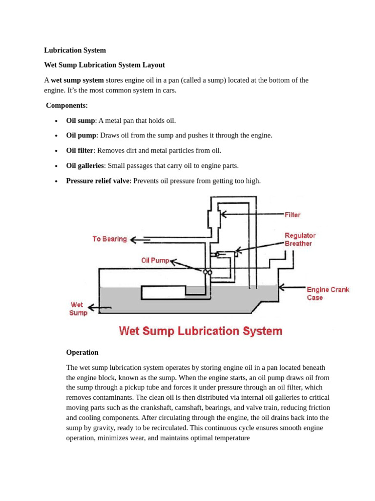 Wet Sump Lubrication System Overview | PDF | Internal Combustion Engine ...