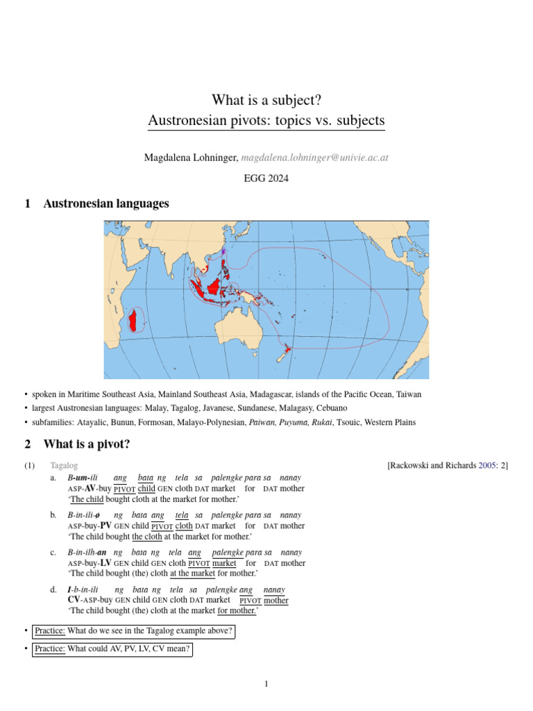 Austronesian Pivots Explained | PDF | Subject (Grammar) | Syntactic ...