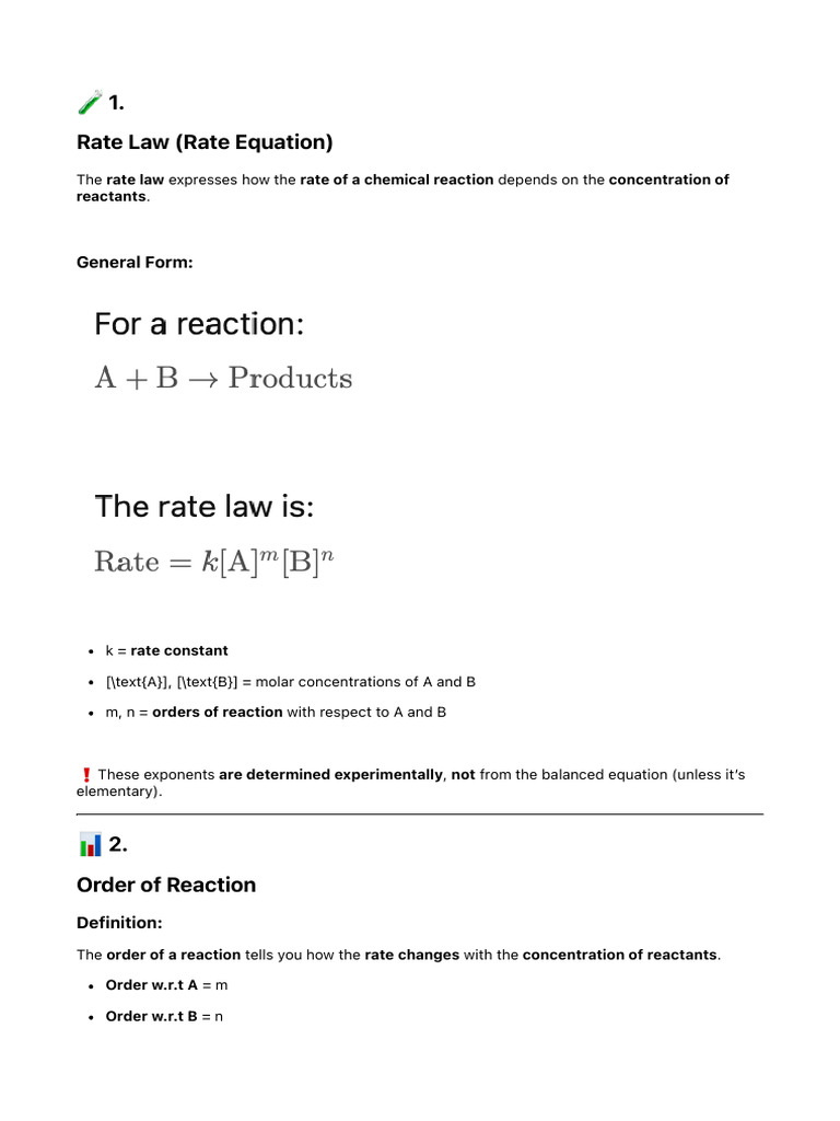Understanding Rate Laws and Reaction Orders | PDF