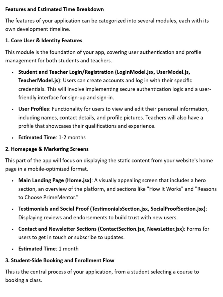 PrimeMentor IOS App Development Features | PDF | Mobile App | Ios