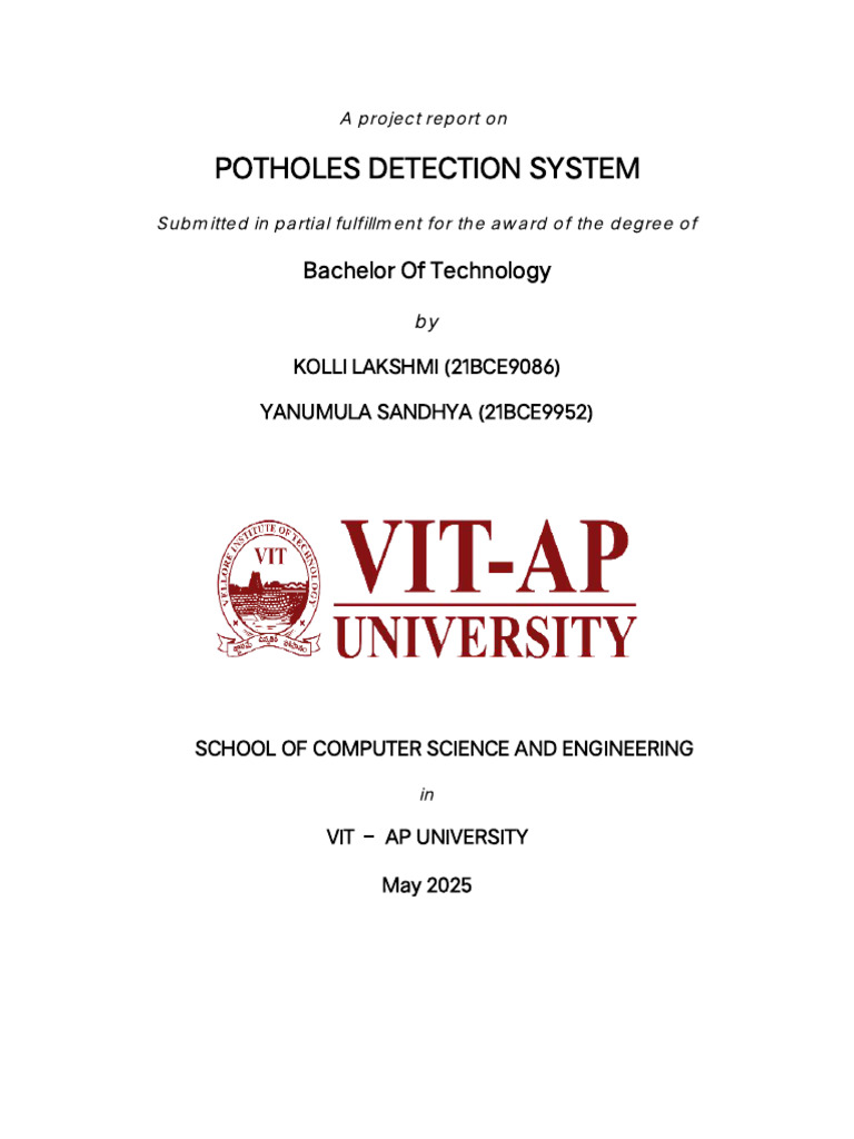 Pothole Detection System Project | PDF | Titanium