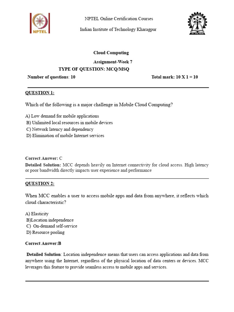 Mobile Cloud Computing Quiz Questions | PDF | Geographic Information ...