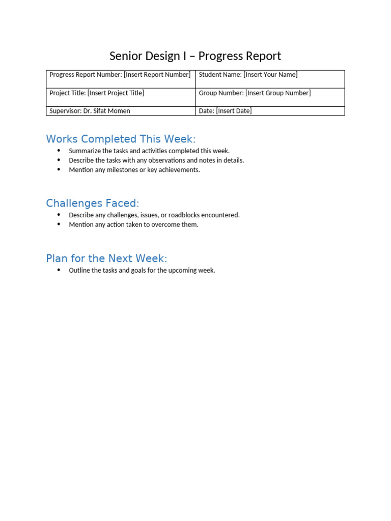 CSE 499A-Progress Report - Template | PDF
