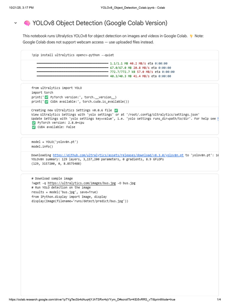 YOLOv8 Object Detection in Colab | PDF | Computer File | Computing