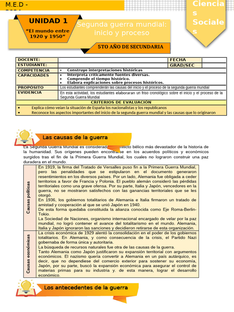 Ficha de Actividad CCSS 5° - Semana 2 | PDF | Alemania nazi | Imperio ...