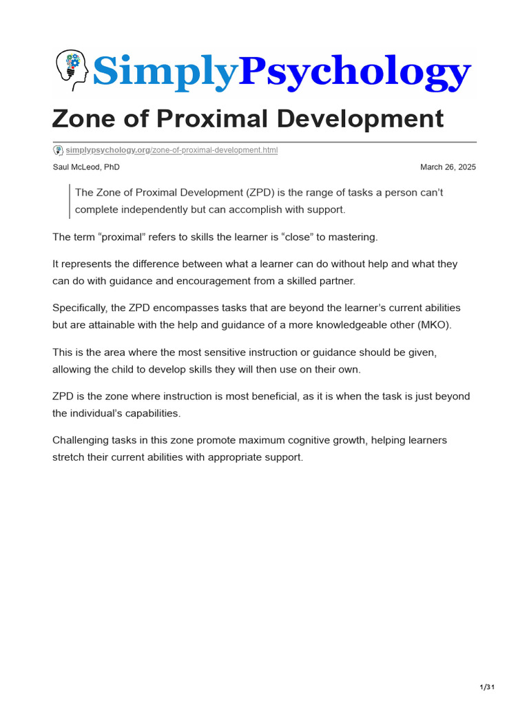 Understanding the Zone of Proximal Development | PDF | Inquiry Based ...