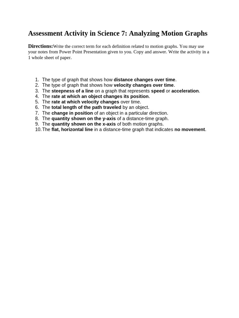 Assessment Activity in Science 7 | PDF