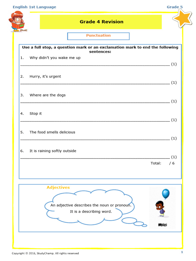 Grade 5 English Language Skills Test | PDF | Linguistic Typology ...