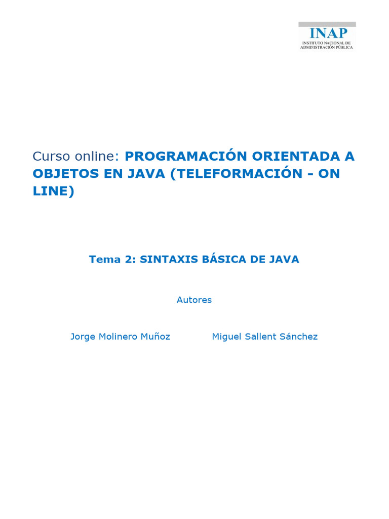 Sintaxis Básica de Java en POO | PDF | Java (lenguaje de programación ...