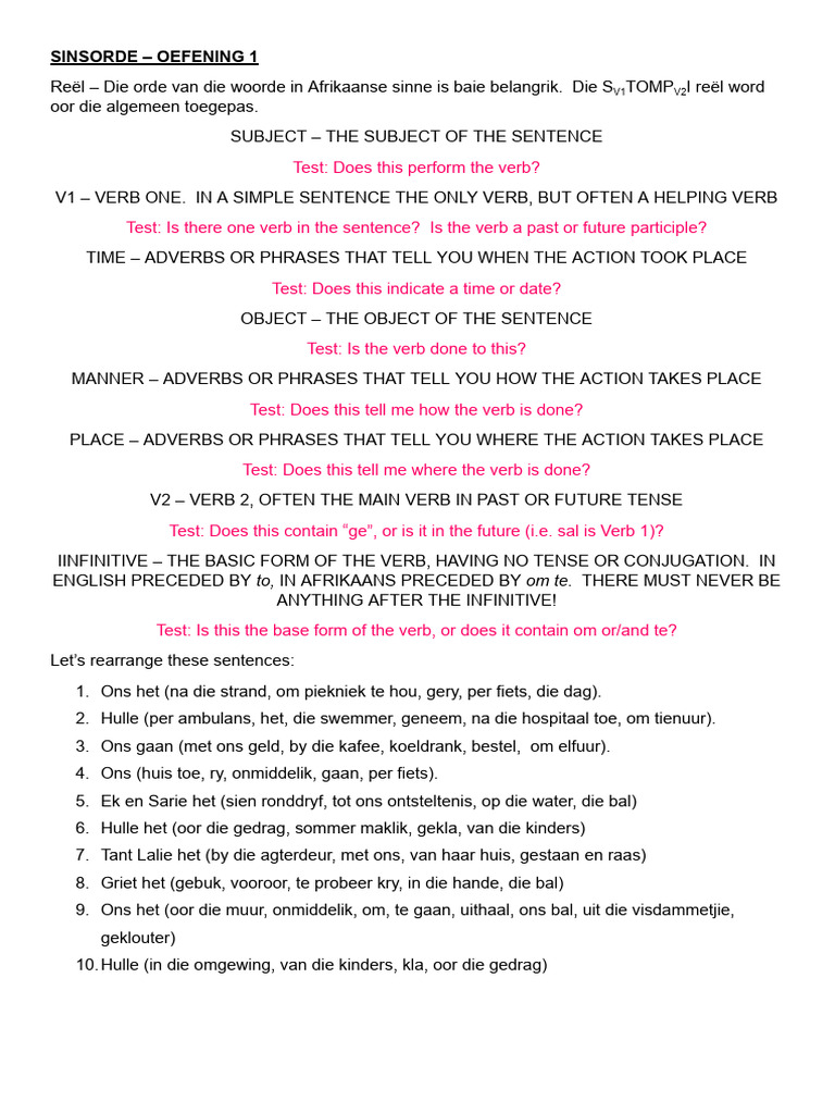SV1TOMPV2I Sentence Structure Guide | PDF