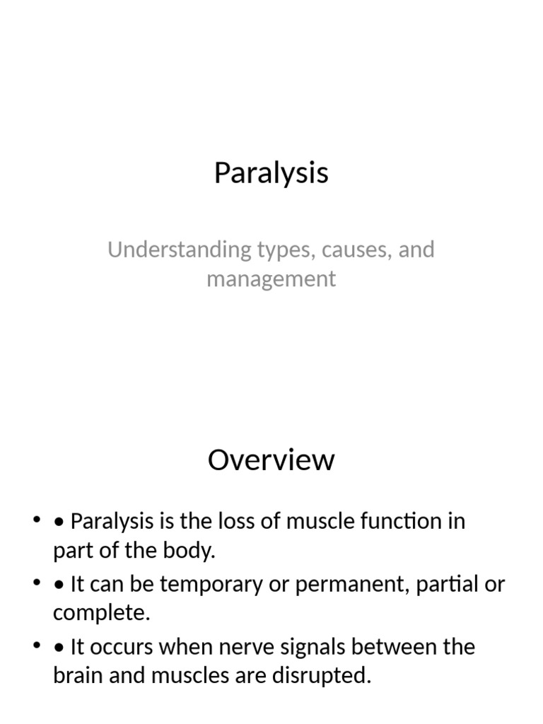 Paralysis Presentation | PDF