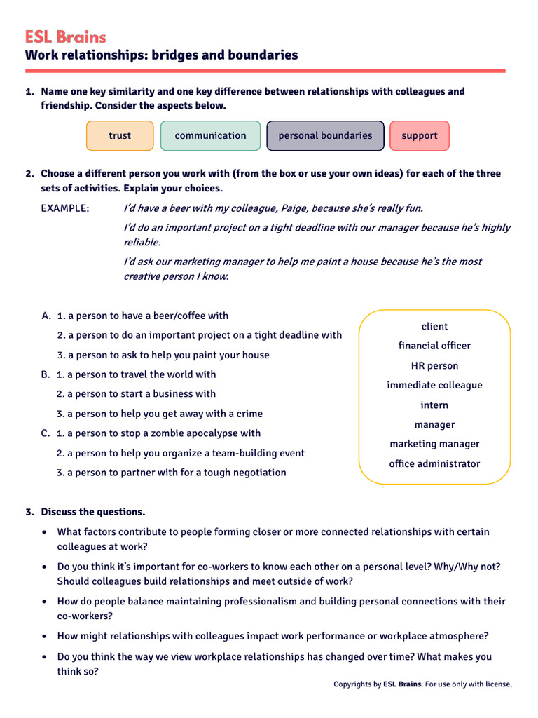 Work Relationships - Bridges and Boundaries S | PDF | Behavioural Sciences  | Psychological Concepts