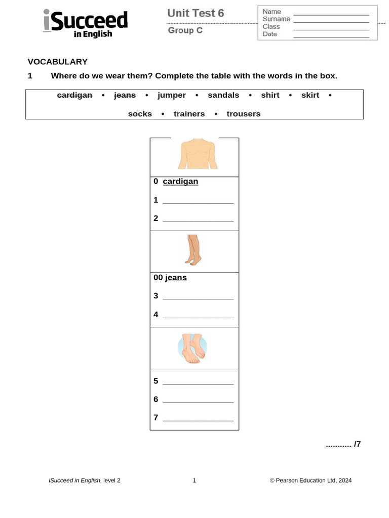 English Vocabulary and Grammar Exercises | PDF | Clothing | Sweater