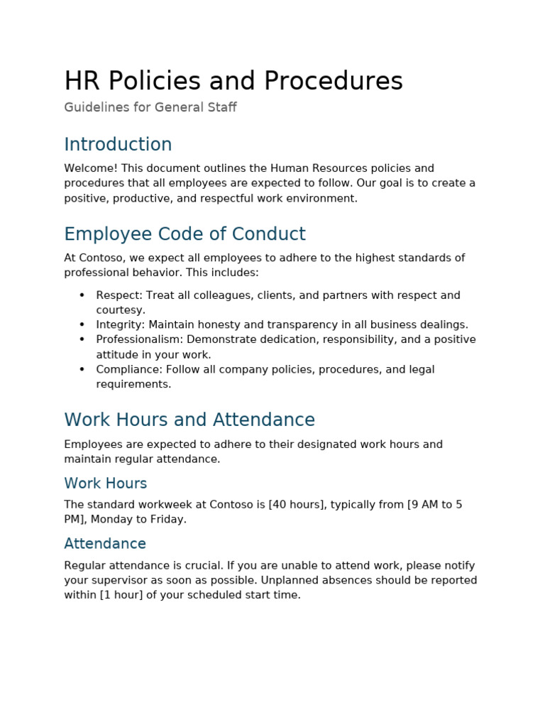 HR Policies and Procedures Guide | PDF