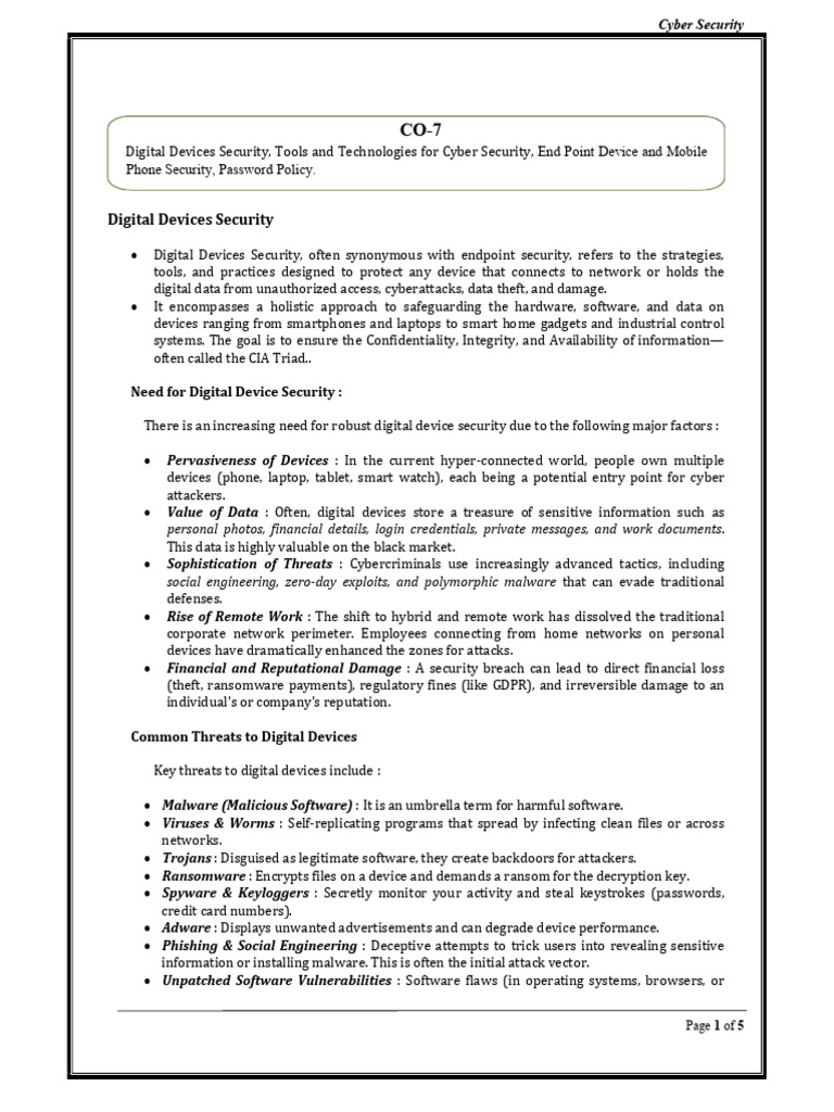 Cyber Security CO 7 Final | PDF | Security | Computer Security