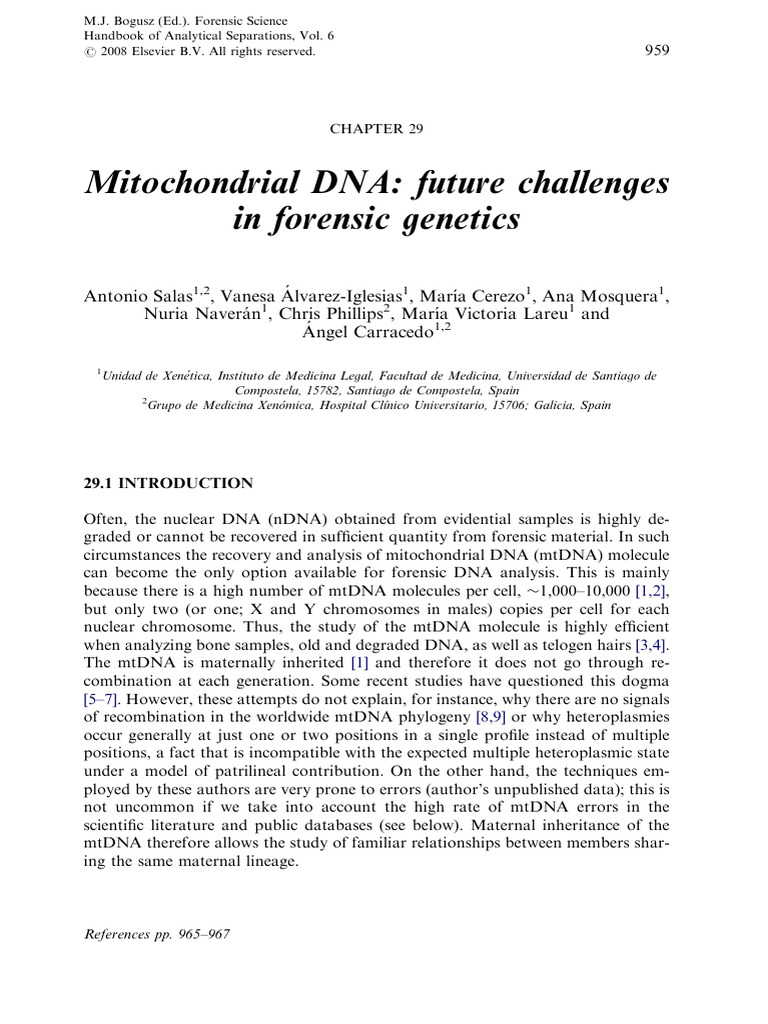 Future Challenges in Mitochondrial DNA Forensics | PDF | Mitochondrial ...