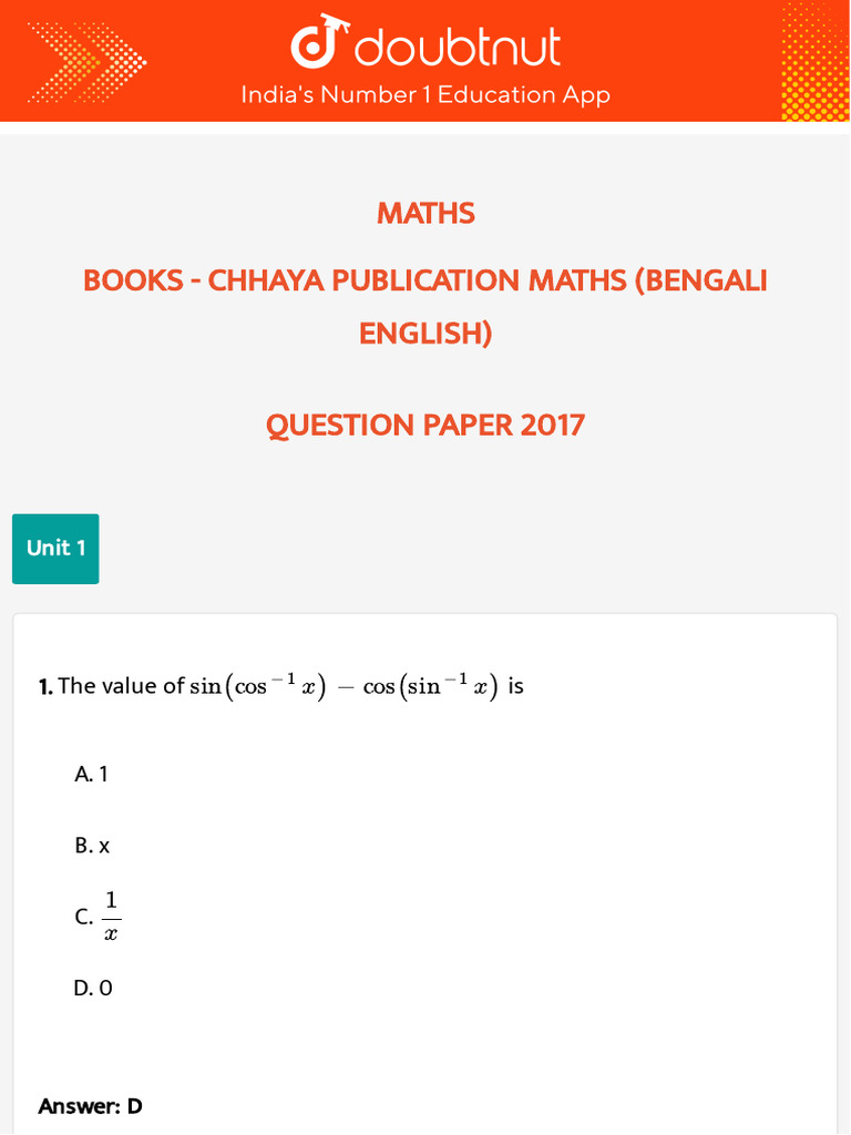 Maths Question Paper Solutions 2017 | PDF | Mathematics | Mathematical ...