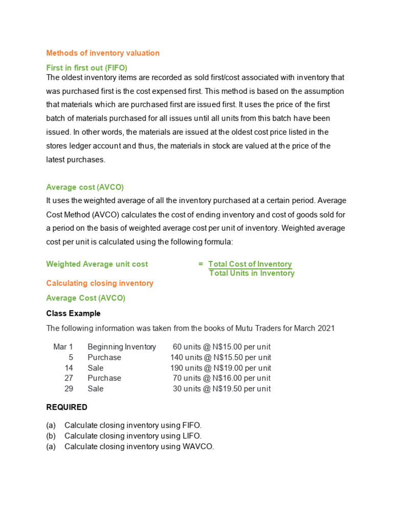 AVCO Inventory Method Explained | PDF | Inventory | Financial Accounting