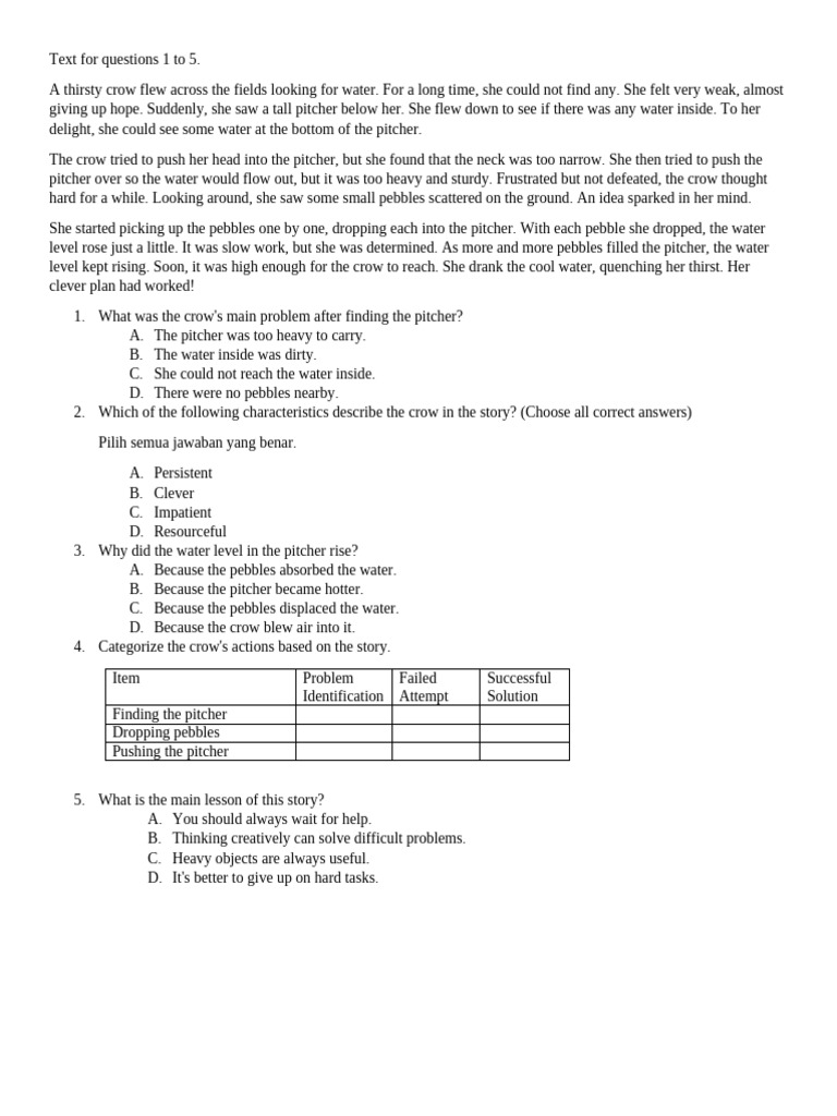 Thirsty Crow and Rafflesia Flower Insights | PDF | Organisms | Botany