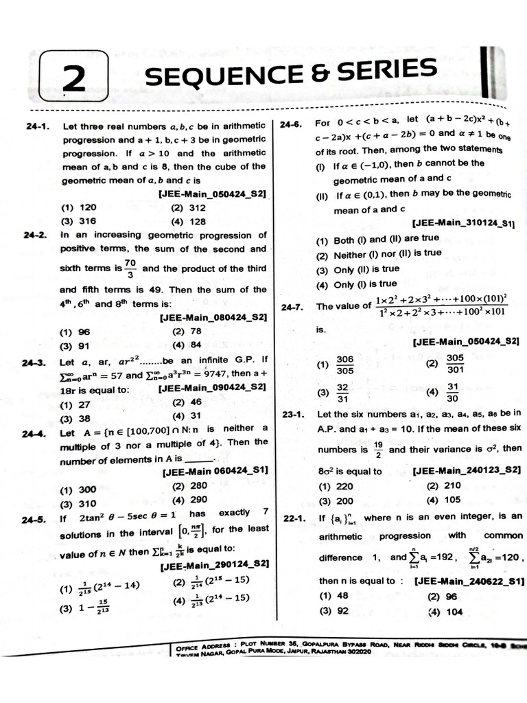 Sequence and Series PYQs | PDF
