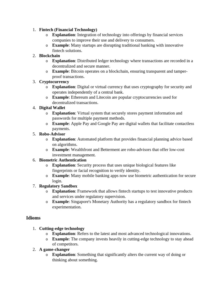 Fintech Innovations and Terminology Guide | PDF | Cost Of Living ...
