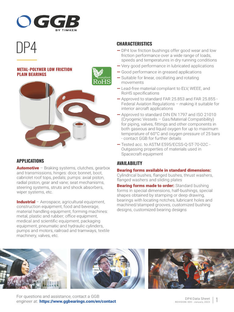 DP4 Low Friction Bearings Overview | PDF | Bearing (Mechanical) | Friction