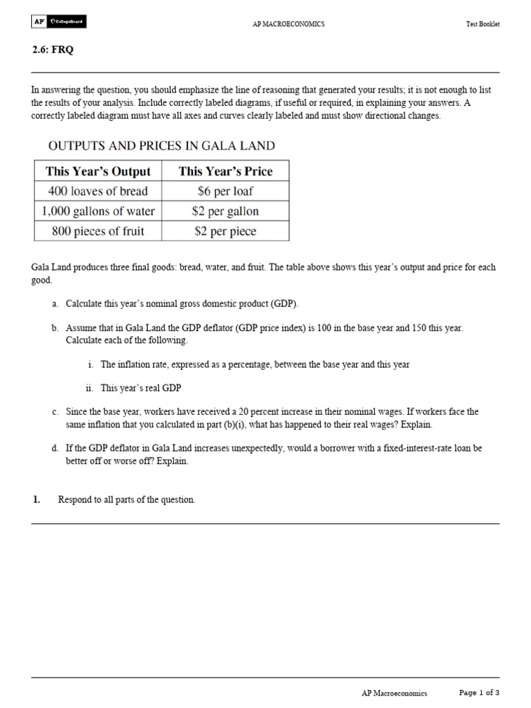GDP Calculation and Analysis in Gala Land | PDF | Gross Domestic ...