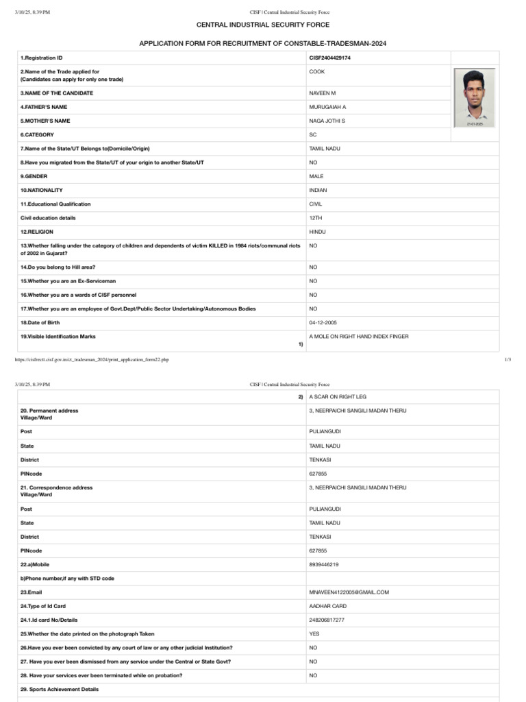 CISF - Central Industrial Security Force | PDF | Justice | Crime & Violence