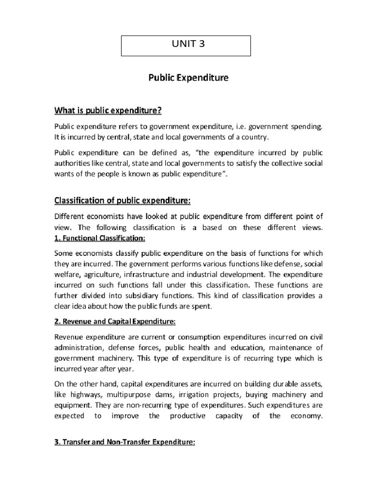 Public Expenditure & Its Classification | PDF