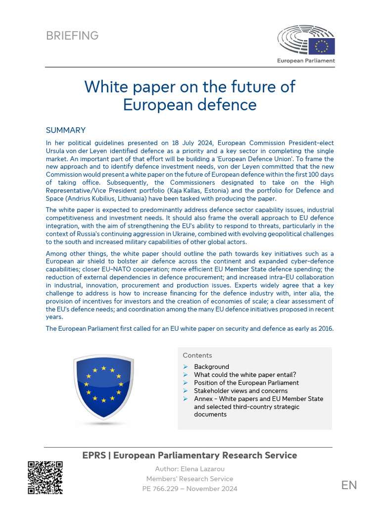 Future of European Defence White Paper | PDF | European Commission ...