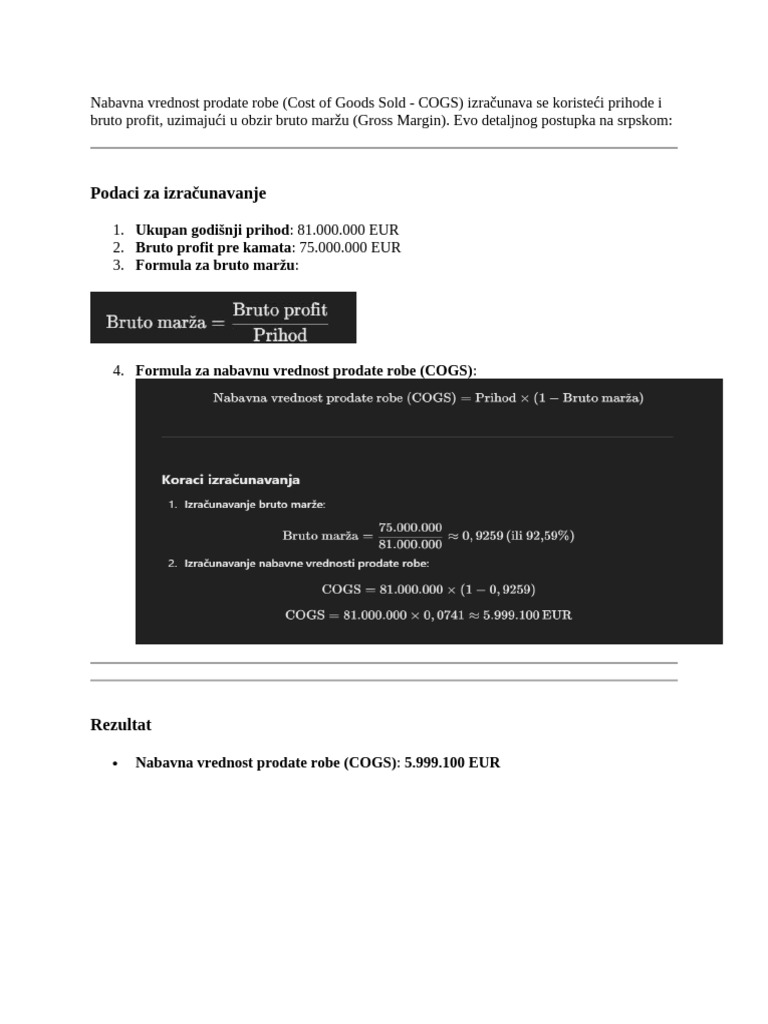 Nabavna Vrednost Prodate Robe | PDF