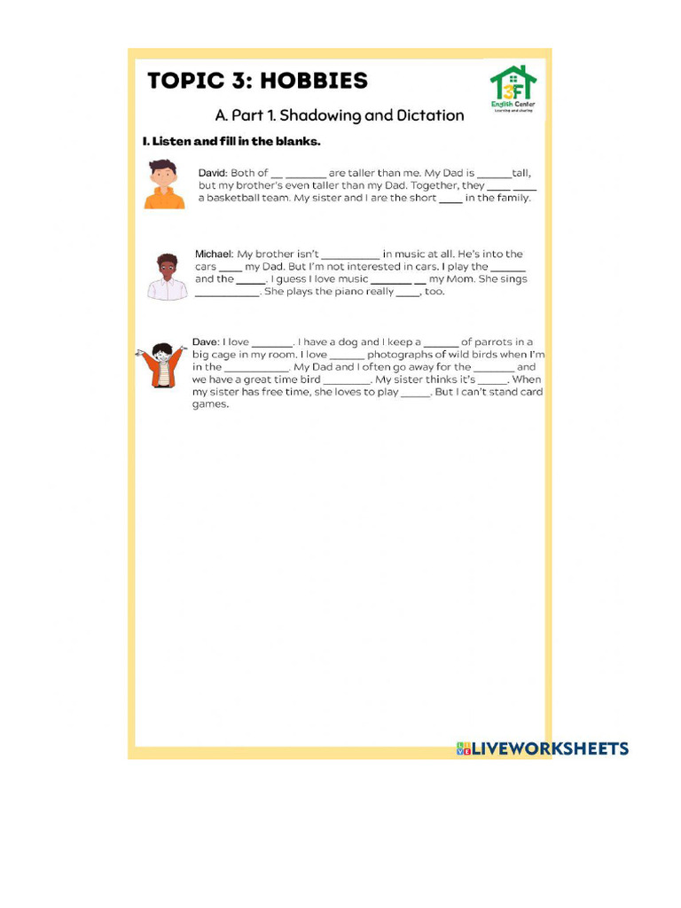 Hobbies Listening Pdf