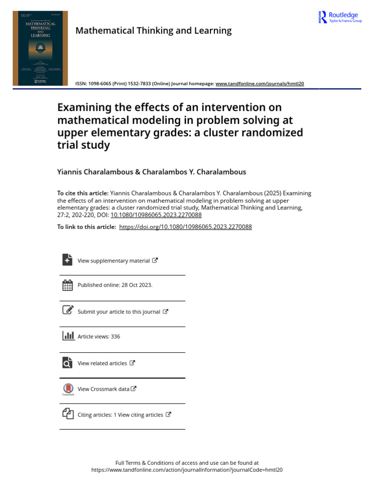 Examining The Effects of An Intervention On Mathematical Modeling in ...