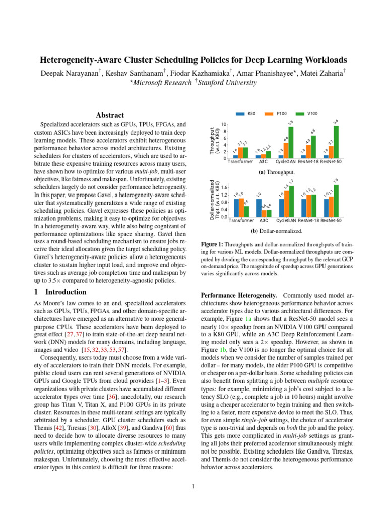 Heterogeneity-Aware Cluster Scheduling Policies For DL Workloads | PDF