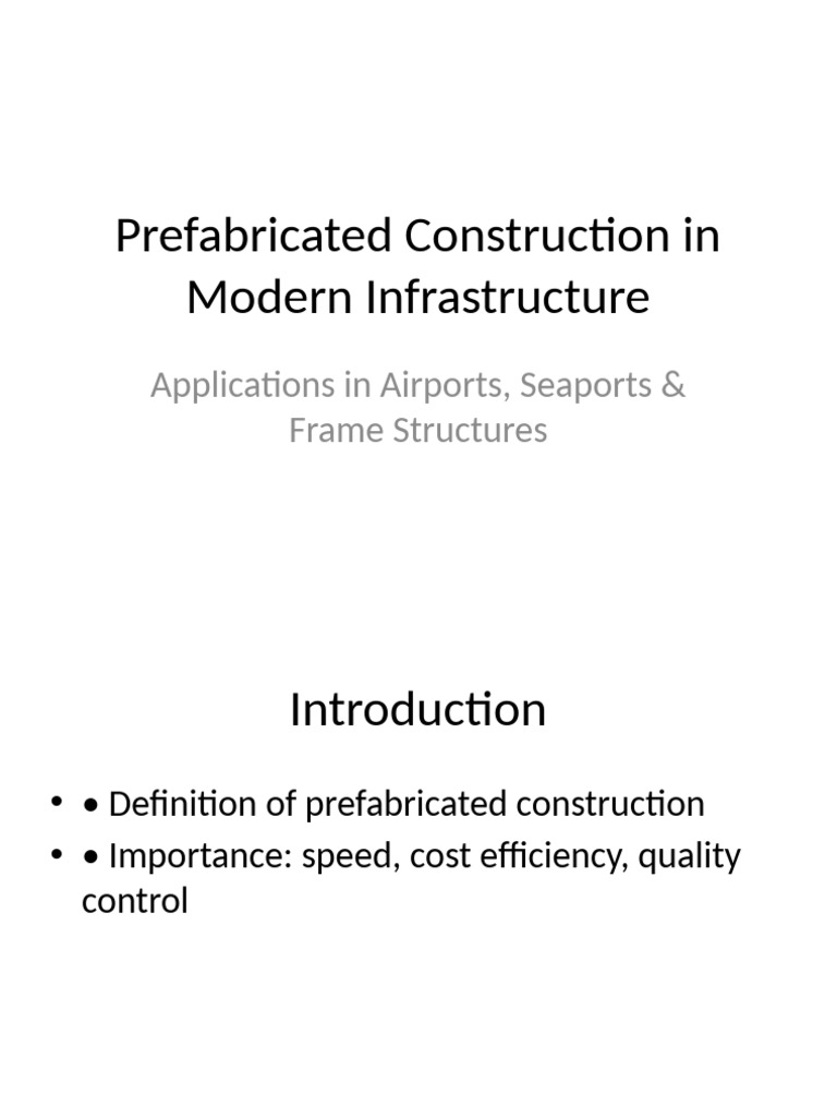 Prefabricated Construction in Infrastructure | PDF