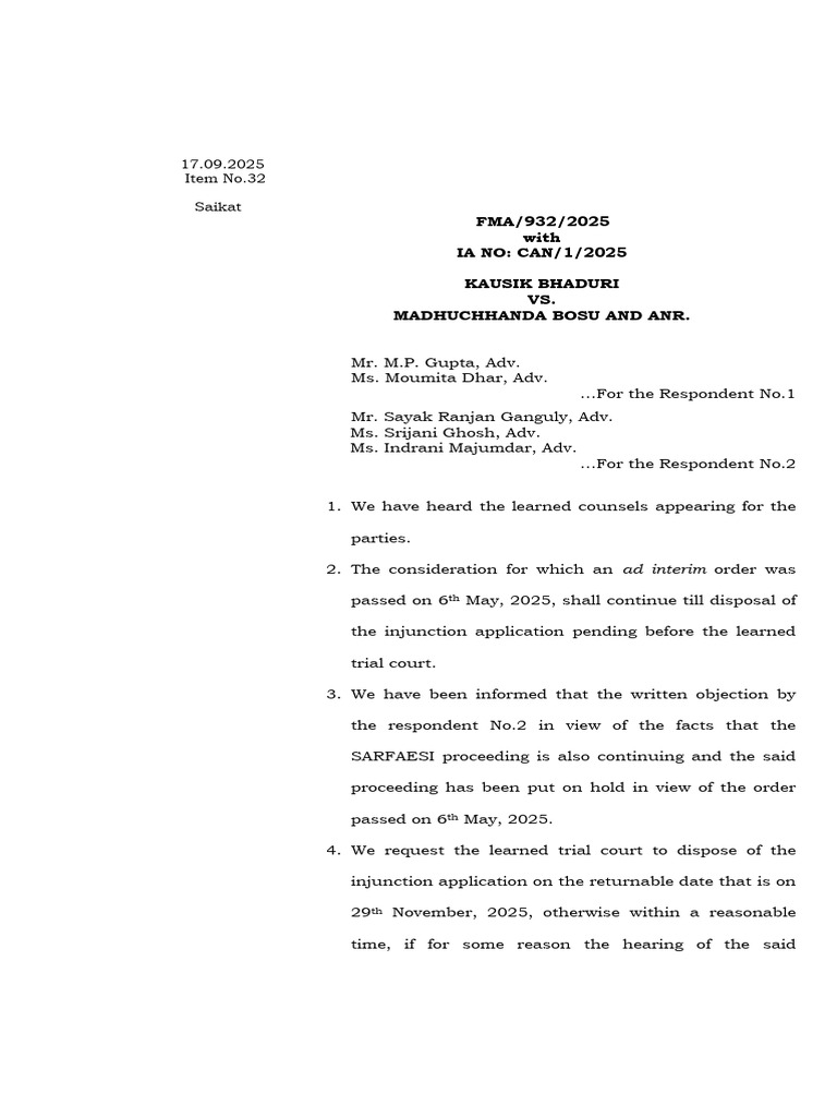 Court Order on FMA/932/2025 Appeal | PDF | Public Law | Justice
