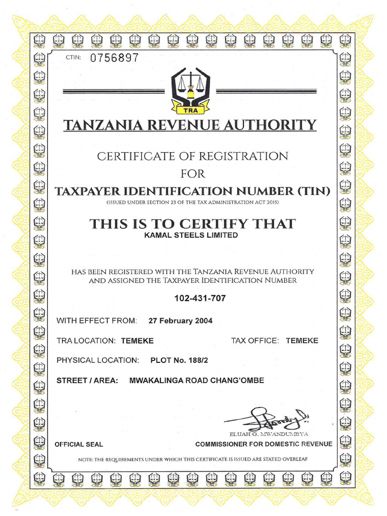 Tin Steel Cert | PDF