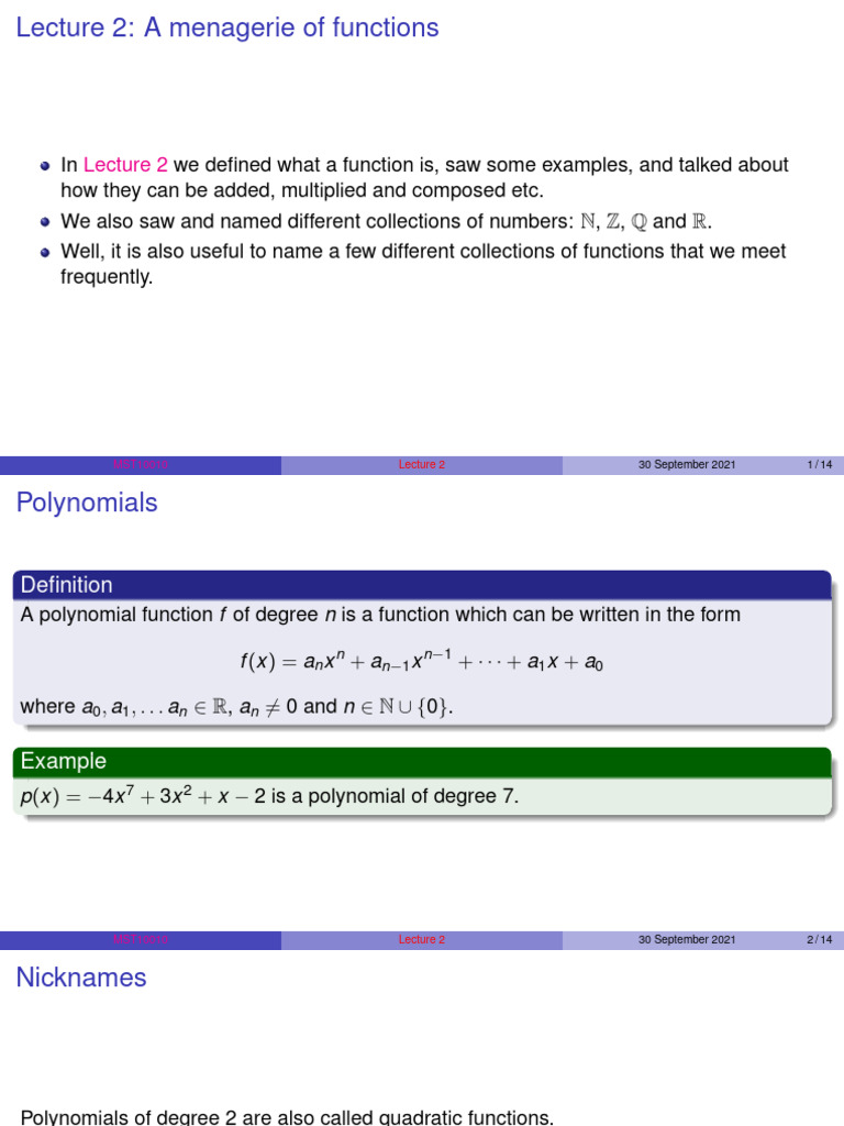 Lecture 2 Handout-2021 | PDF | Function (Mathematics) | Abstract Algebra
