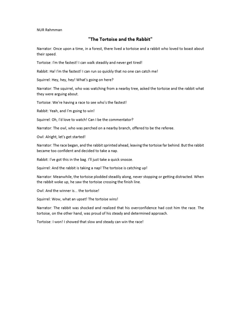 Tortoise vs. Rabbit: A Race Tale | PDF