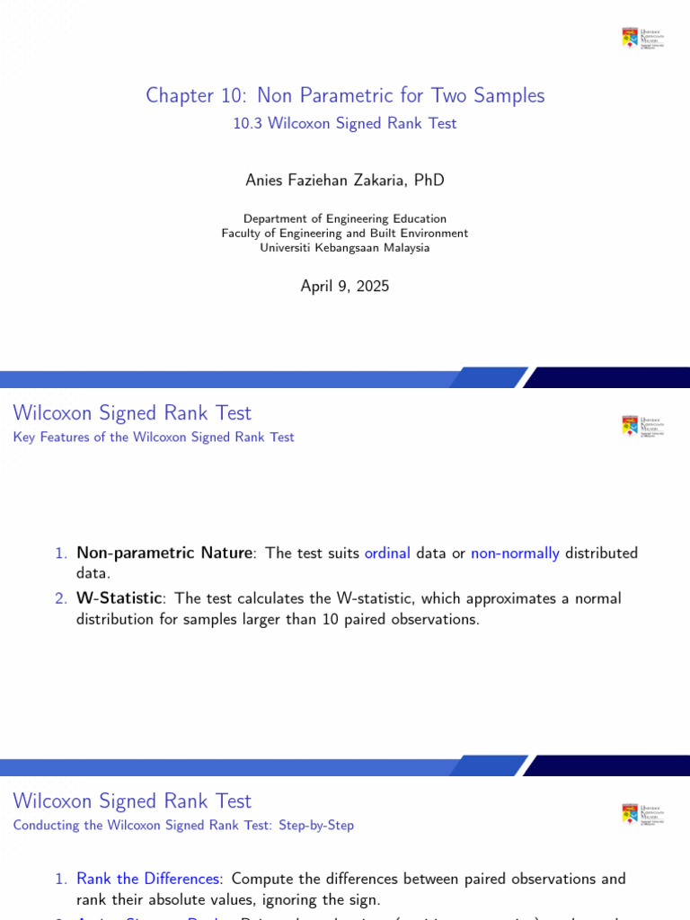 Wilcoxon Signed Rank Test Explained | PDF | Mann–Whitney U Test ...