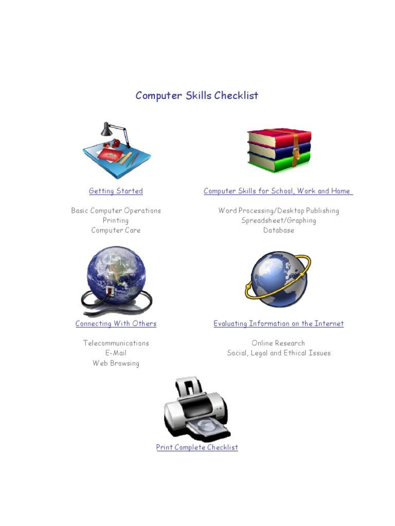 Computer Skills Checklist Final PDF Spreadsheet  Browser