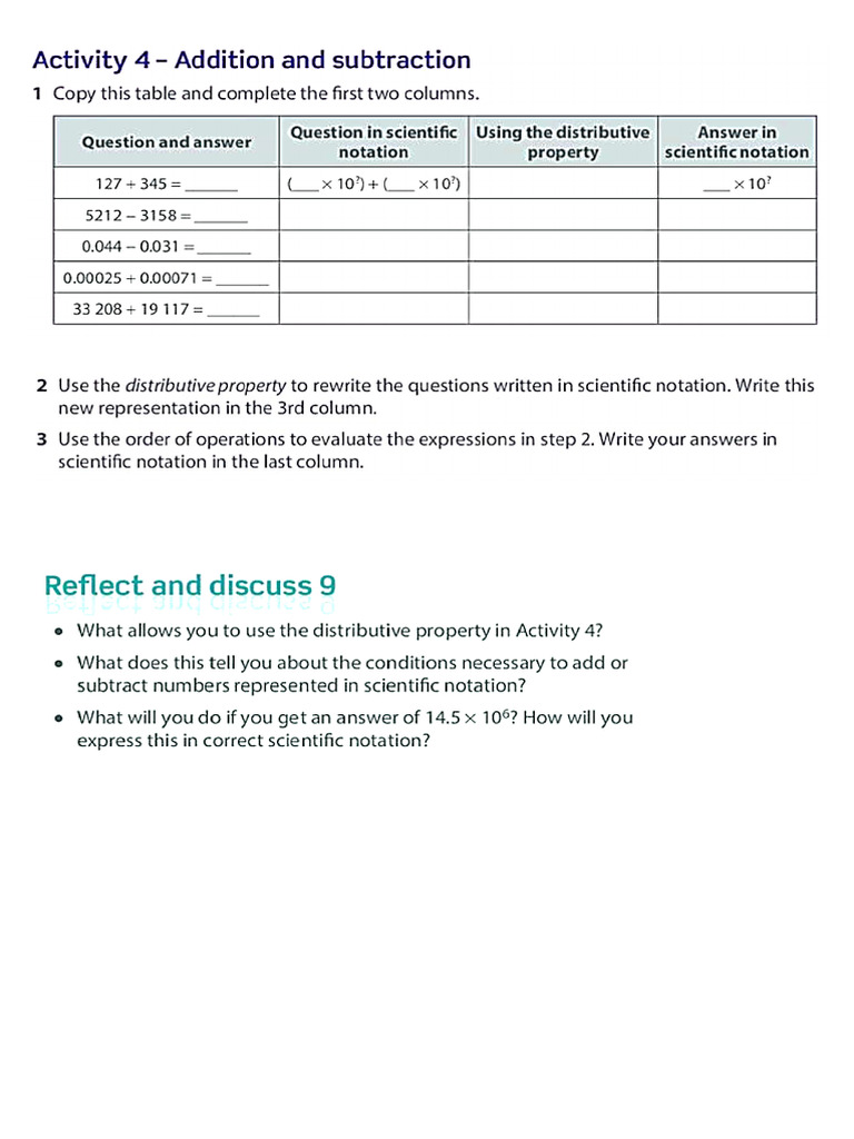 Activity Investigate Add and Subtract Scientific Operations | PDF