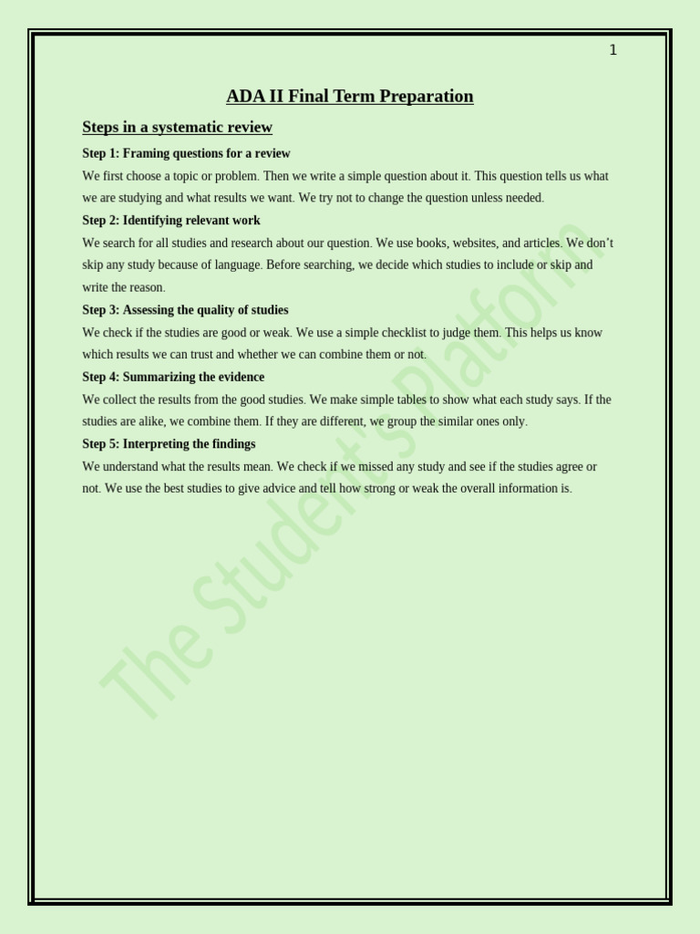 ADA II Final Exam Study Guide | PDF | Hypothesis | Survey Methodology