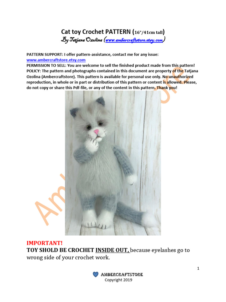 Cat With Stripes Pattern | PDF | Crochet | Needlework