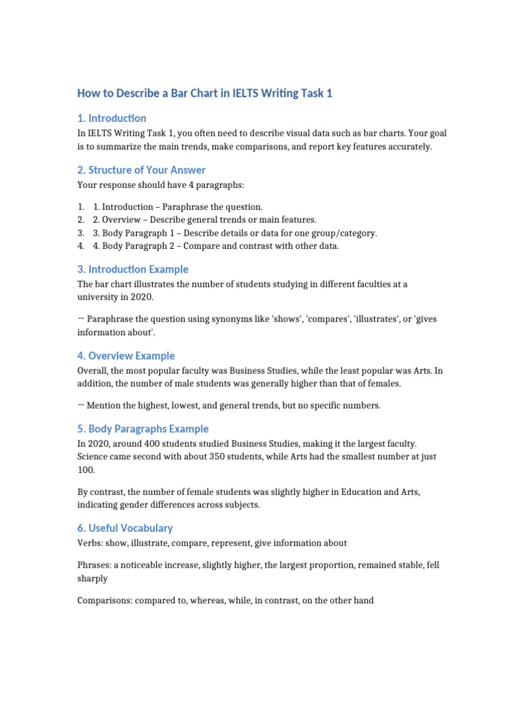 How To Describe A Bar Chart in IELTS Writing Task 1 | PDF