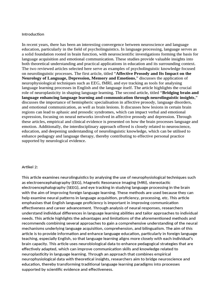 Note Psycholinguistic | PDF | Lateralization Of Brain Function ...