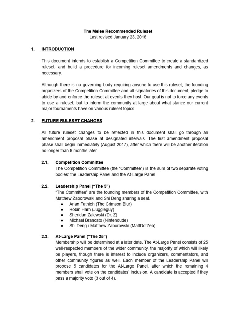 Melee Tournament Ruleset Overview | PDF | Defamation
