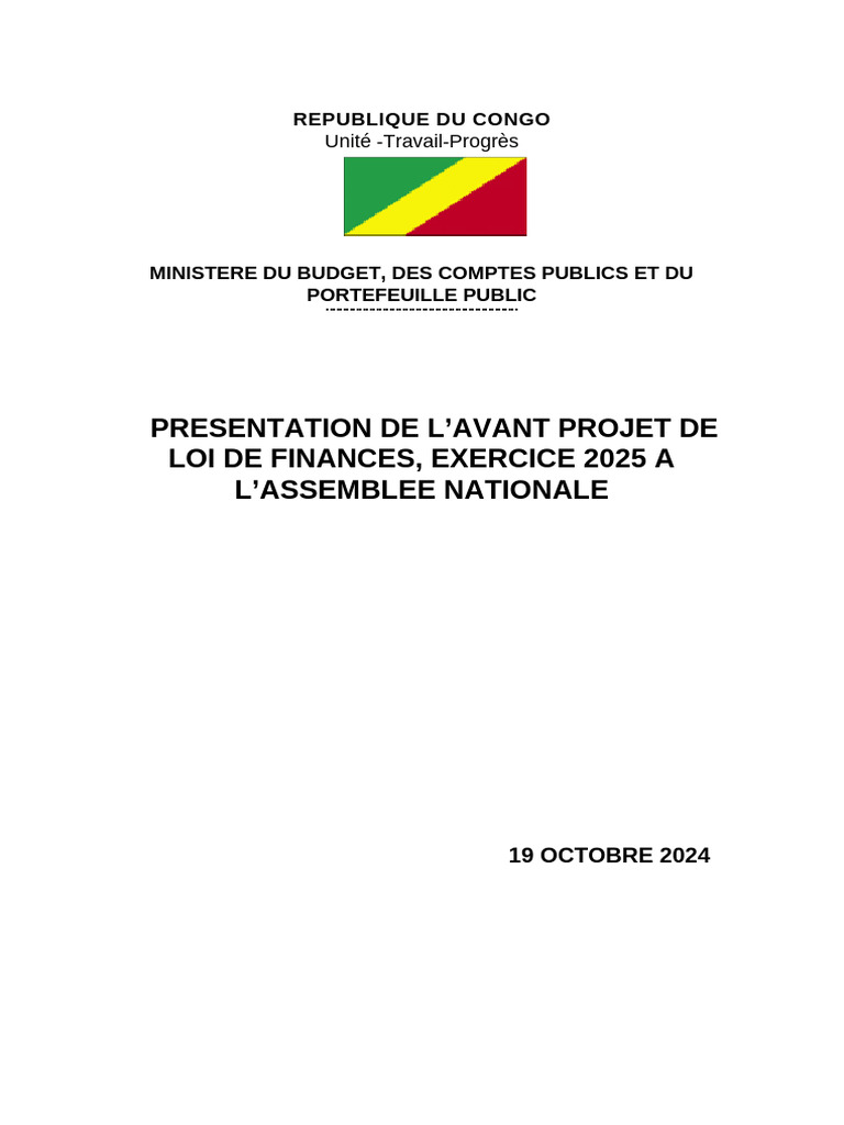 Avant-Projet de Loi de Finances 2025 | PDF | Dettes | Dette publique