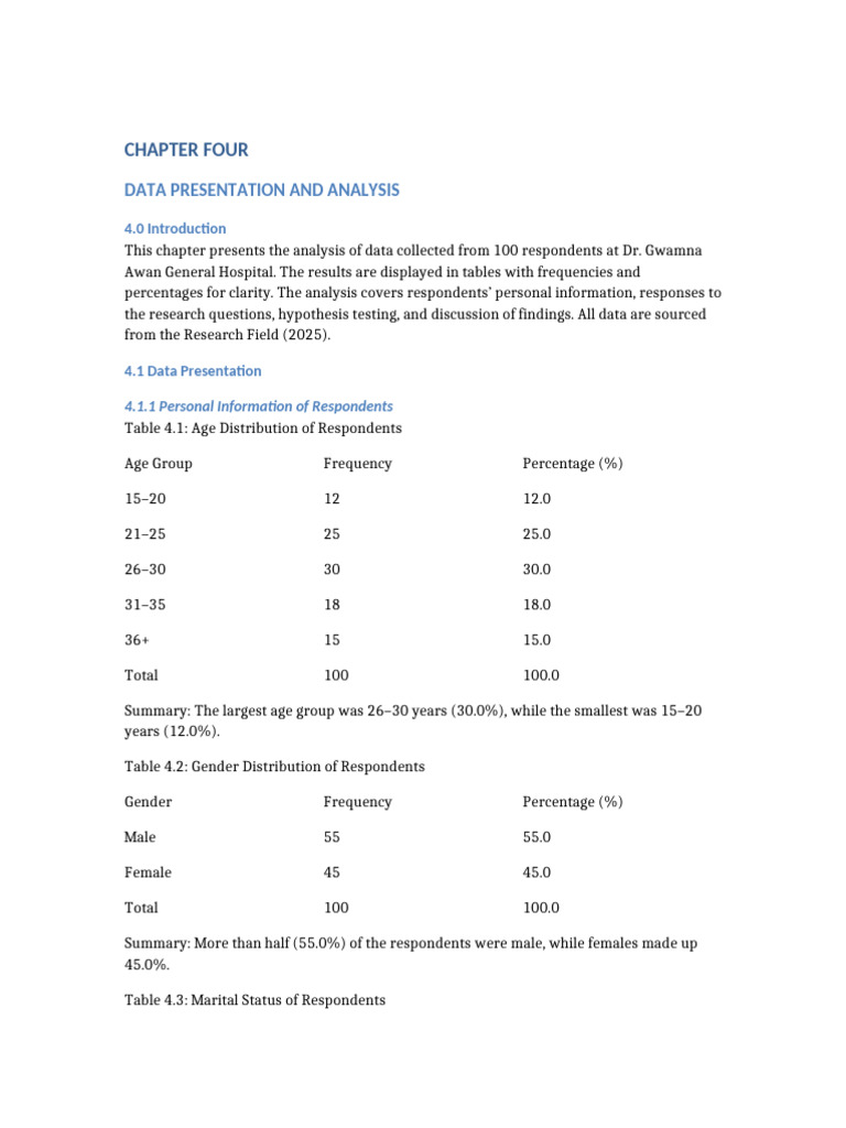 Chapter Four Data Analysis | PDF